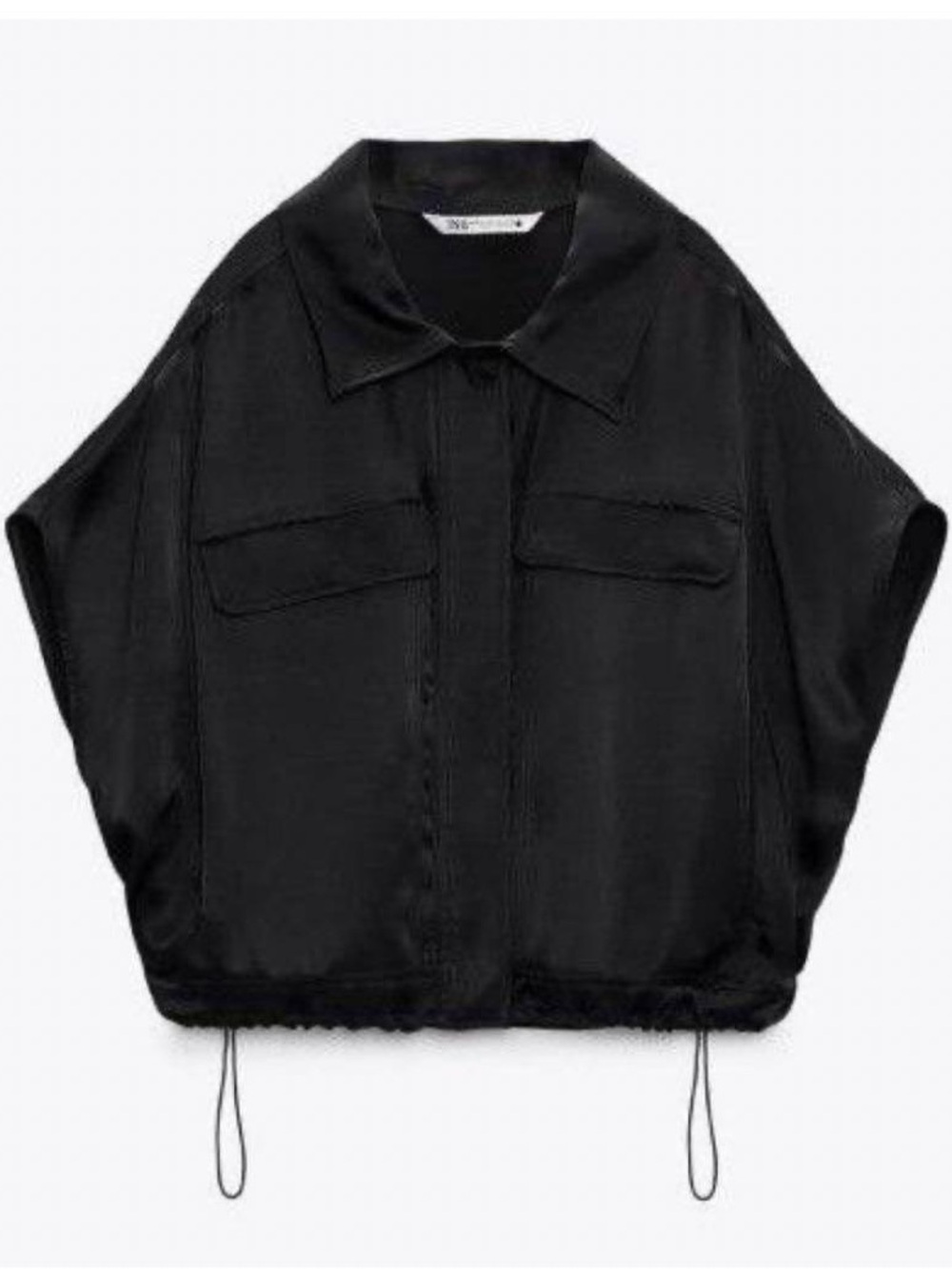 Zara Black Bomber Jacket with Drawstring Hem